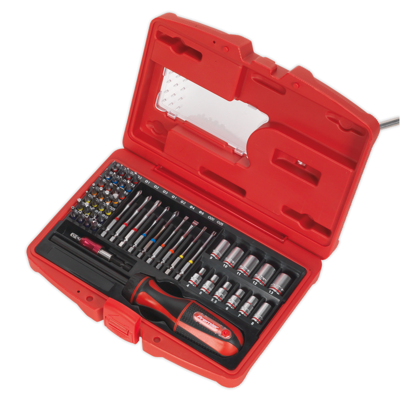 Sealey Premier Ratchet Screwdriver Set 51 Piece with 235mm Driver
