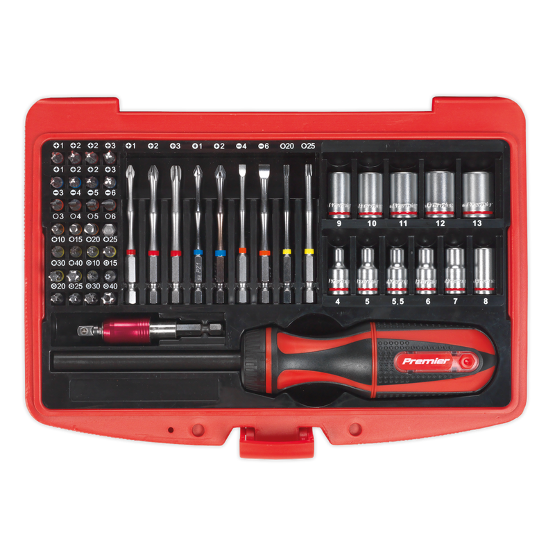 Sealey Premier Ratchet Screwdriver Set 51 Piece with 235mm Driver