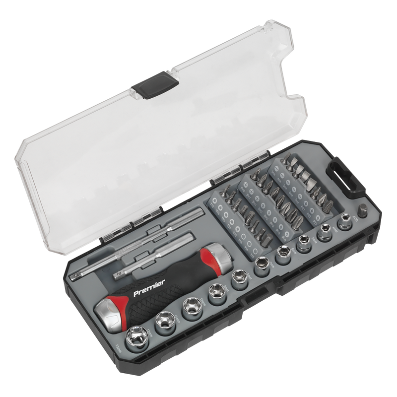 Sealey Premier Ratchet Screwdriver Socket & Bit Set 38 Piece AK64905