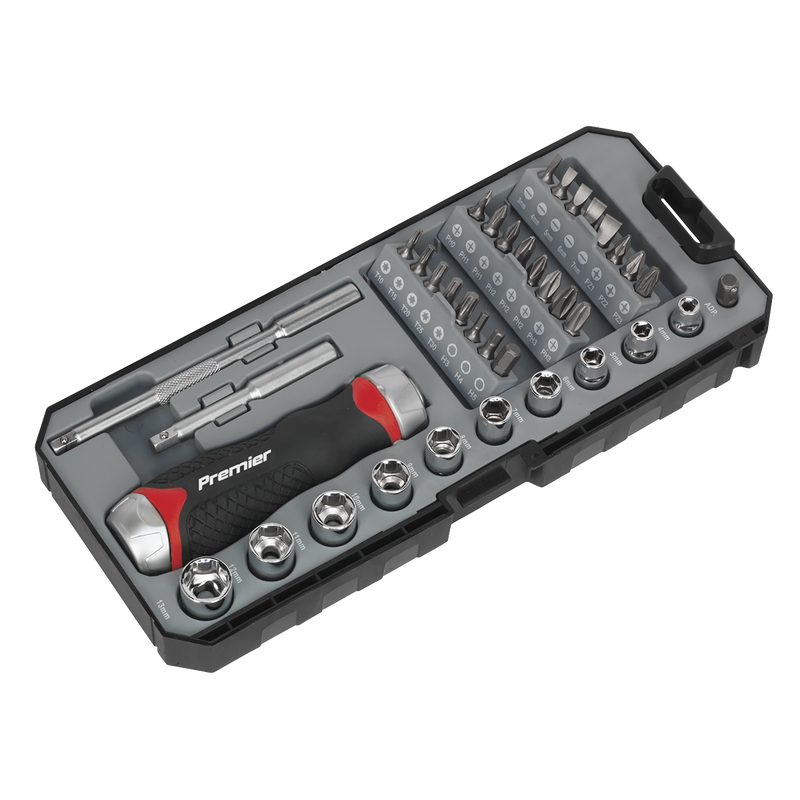 Sealey Premier Ratchet Screwdriver Socket & Bit Set 38 Piece AK64905