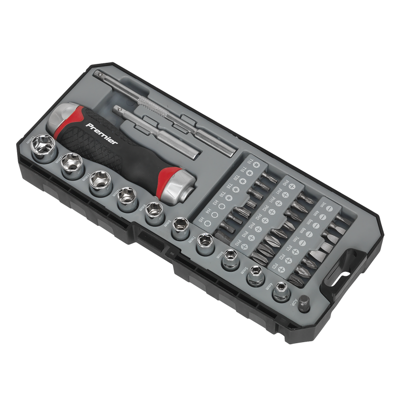 Sealey Premier Ratchet Screwdriver Socket & Bit Set 38 Piece AK64905