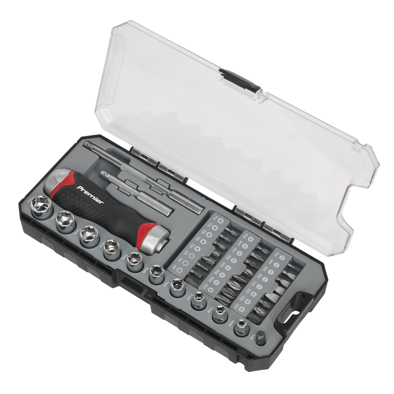 Sealey Premier Ratchet Screwdriver Socket & Bit Set 38 Piece AK64905