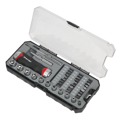 Sealey Premier Ratchet Screwdriver Socket & Bit Set 38 Piece AK64905