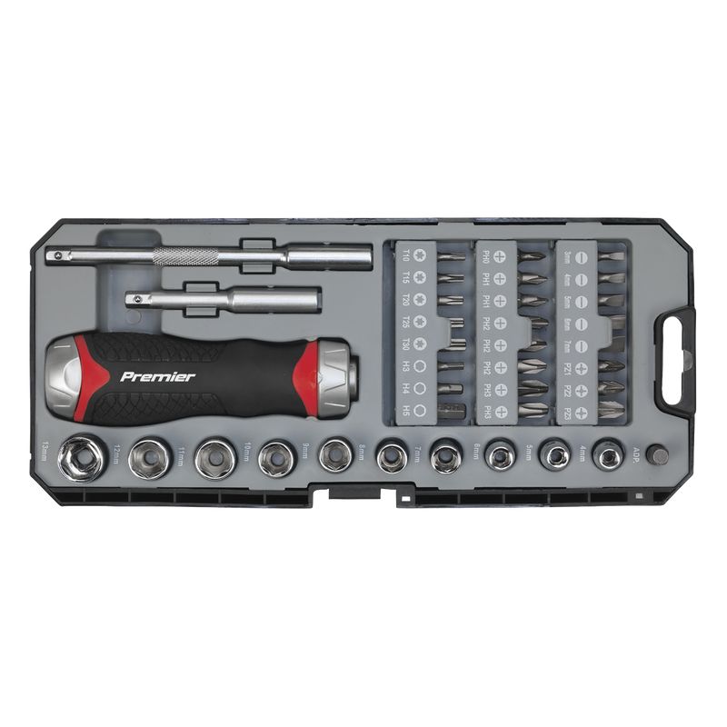 Sealey Premier Ratchet Screwdriver Socket & Bit Set 38 Piece AK64905