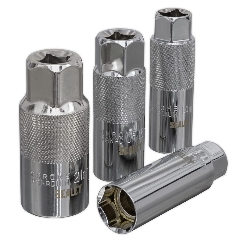 Sealey Magnetic Spark Plug Socket Set 3/8" Drive 4 Piece