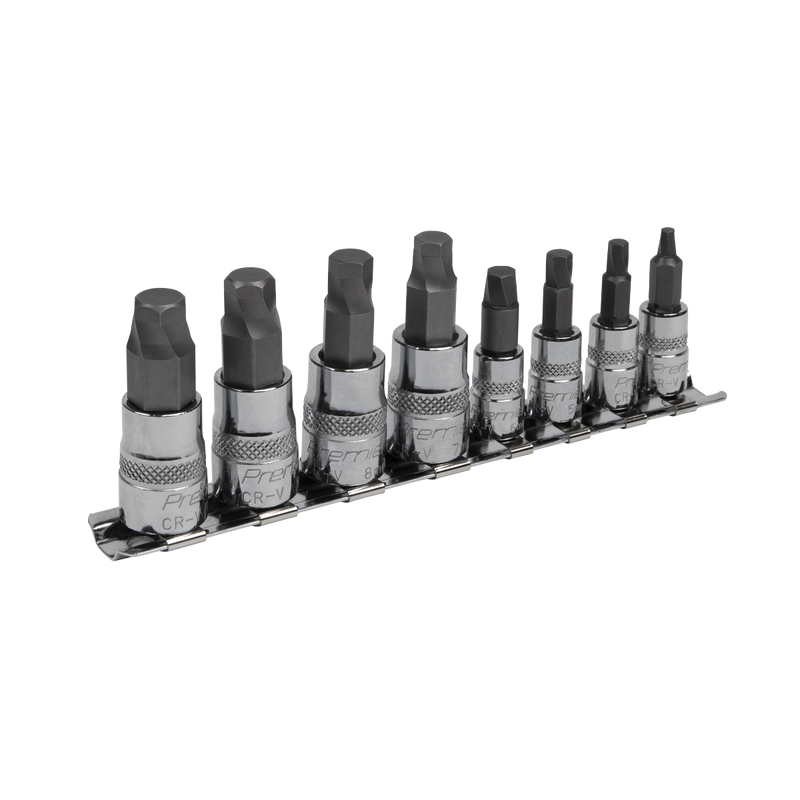 Sealey Premier Hex Socket Bit Set 1/4" & 3/8" Drive 8 Piece