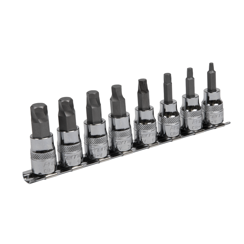 Sealey Premier Lock-On Hex Socket Bit Set 3/8" Drive 8 Piece