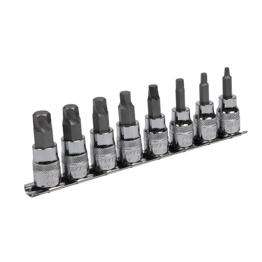Sealey Premier Lock-On Hex Socket Bit Set 3/8" Drive 8 Piece