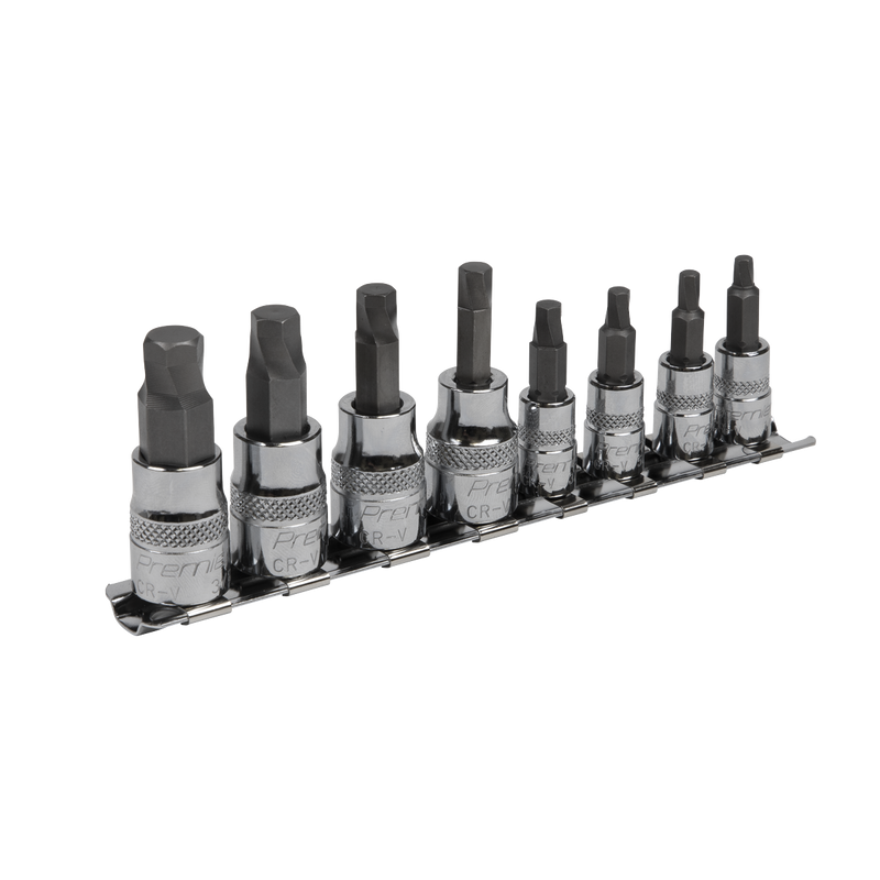 Sealey Premier Hex Socket Bit Set 1/4" & 3/8" Drive 8 Piece