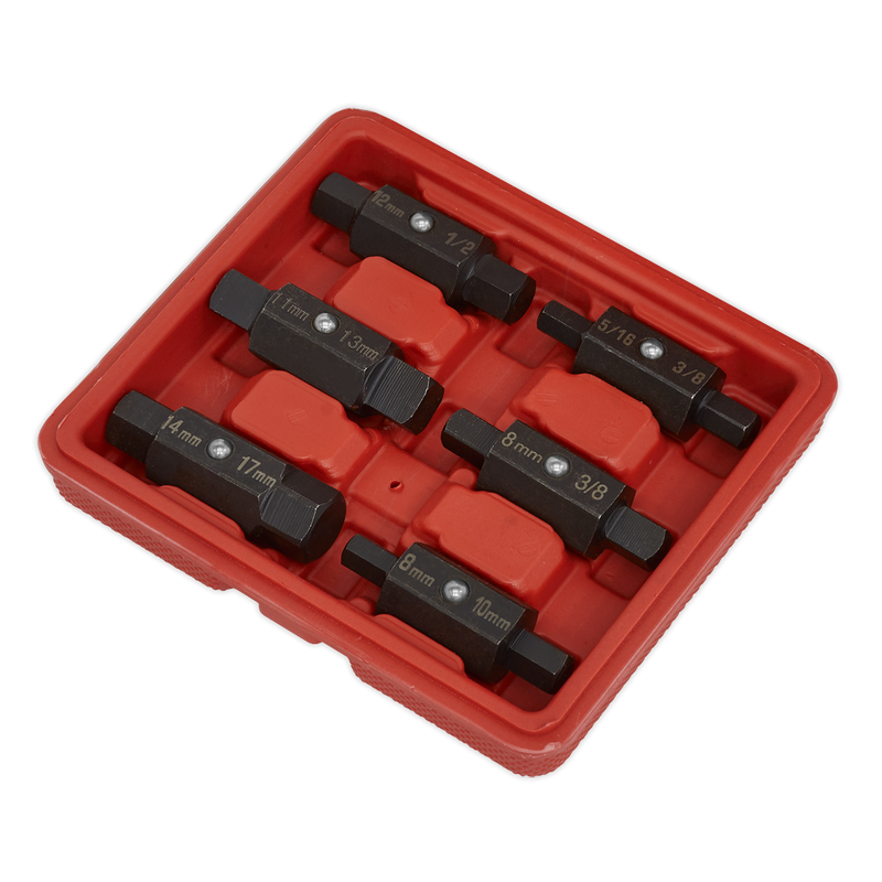 Sealey Double End Oil Drain Plug Key Set 6 Piece