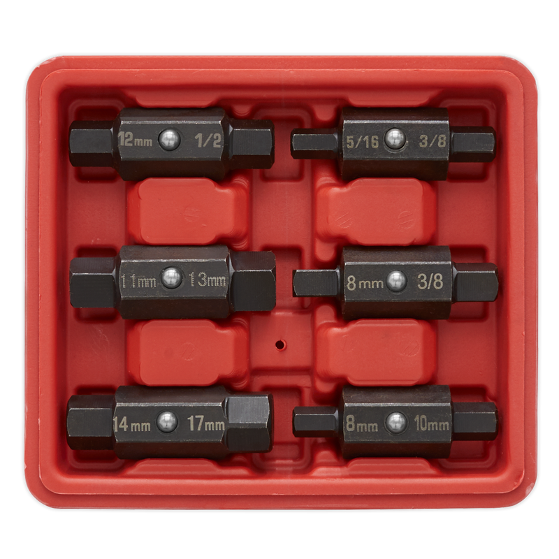Sealey Double End Oil Drain Plug Key Set 6 Piece