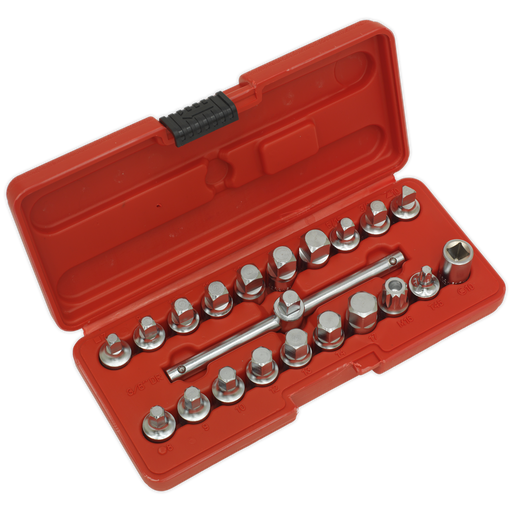 Sealey Oil Drain Plug Key Set 21 Piece 3/8" Square Drive