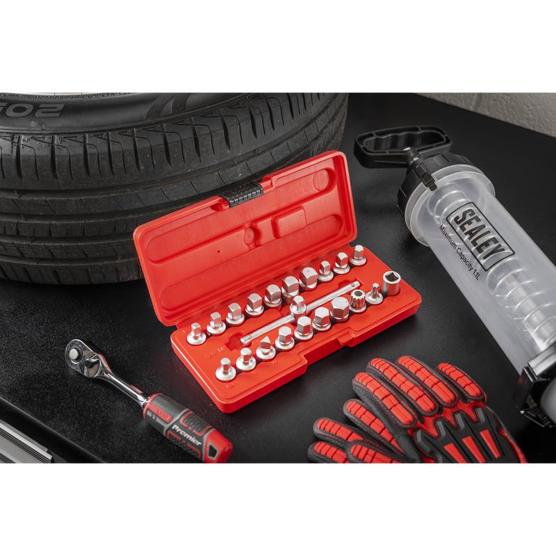 Sealey Oil Drain Plug Key Set 21 Piece 3/8" Square Drive