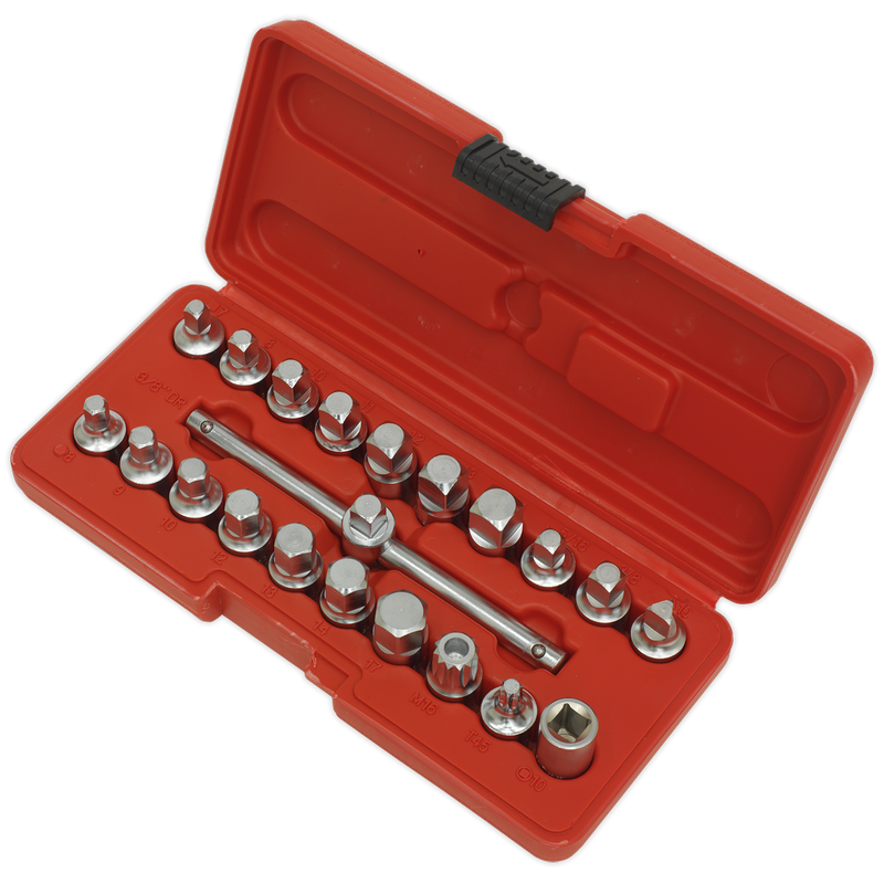 Sealey Oil Drain Plug Key Set 21 Piece 3/8" Square Drive