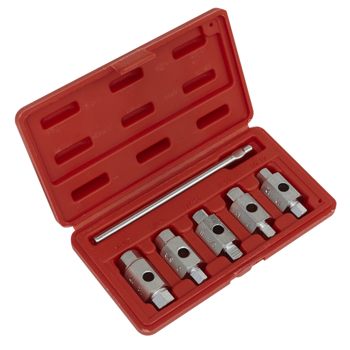 Sealey Double End Drain Key Set 6 Piece - Hex & Square Sizes