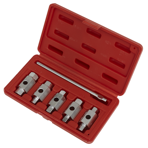 Sealey Double End Drain Key Set 6 Piece - Hex & Square Sizes