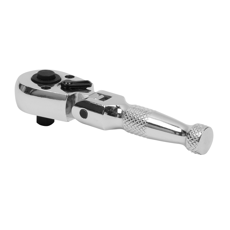 Sealey Premier Stubby Flexi-Head Ratchet Wrench 1/4" Drive 100mm