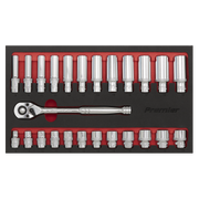 Sealey Premier Ratchet Wrench & Socket Set 3/8" Drive 25 Piece