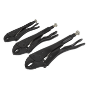 Sealey Locking Pliers Set 3 Piece - Jaw Capacity 30-45mm