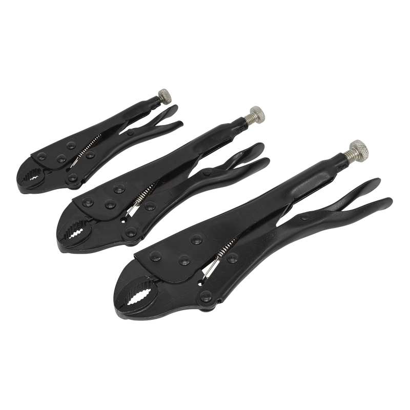Sealey Locking Pliers Set 3 Piece - Jaw Capacity 30-45mm