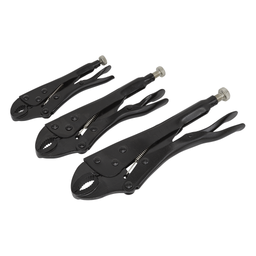 Sealey Locking Pliers Set 3 Piece - Jaw Capacity 30-45mm