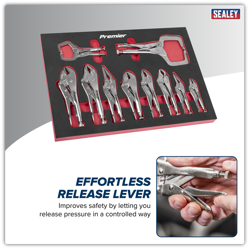 Sealey Premier Locking Pliers Set 10 Piece with Foam Tray AK6802
