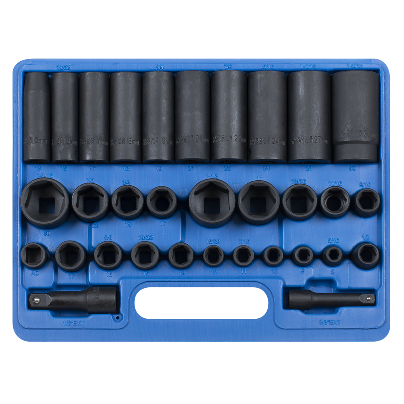 Sealey Premier Impact Socket Set 32 Piece 3/8" & 1/2" Drive AK681