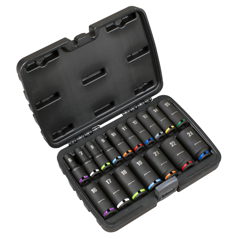 Sealey Premier Deep Impact Socket Set 3/8” Sq Drive 17 Piece