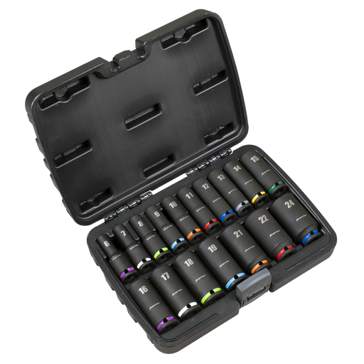 Sealey Premier Deep Impact Socket Set 3/8” Sq Drive 17 Piece