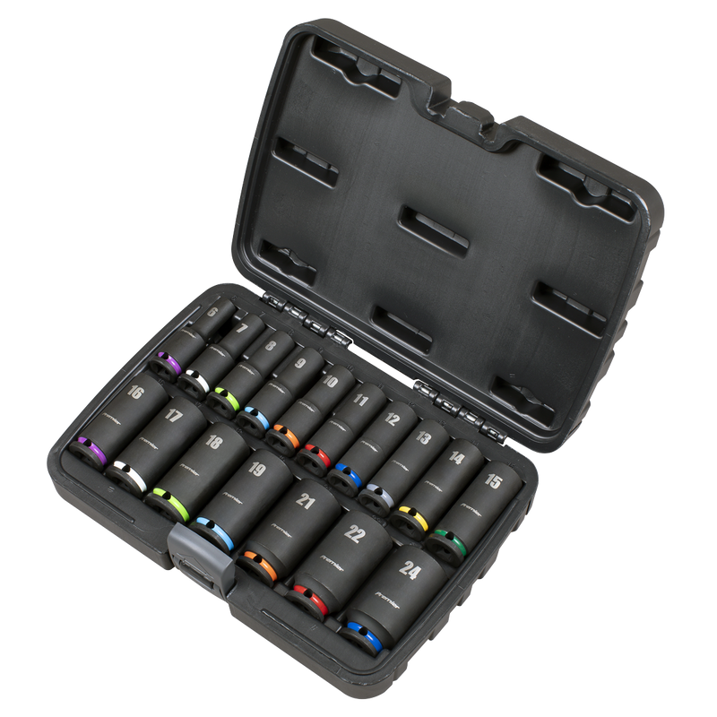 Sealey Premier Deep Impact Socket Set 3/8” Sq Drive 17 Piece