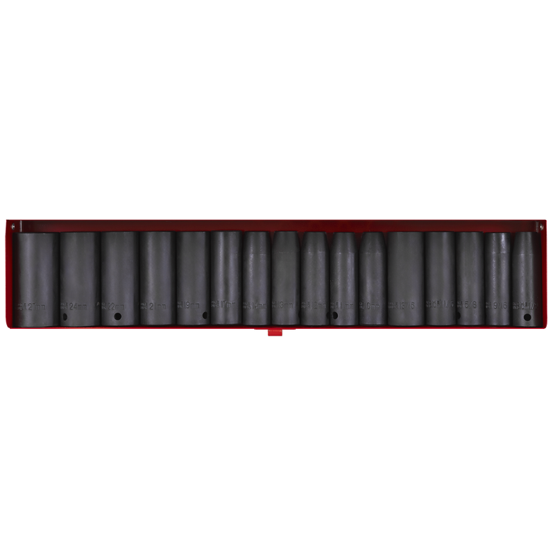 Sealey Premier Deep Impact Socket Set 1/2"Sq Drive 16 Piece