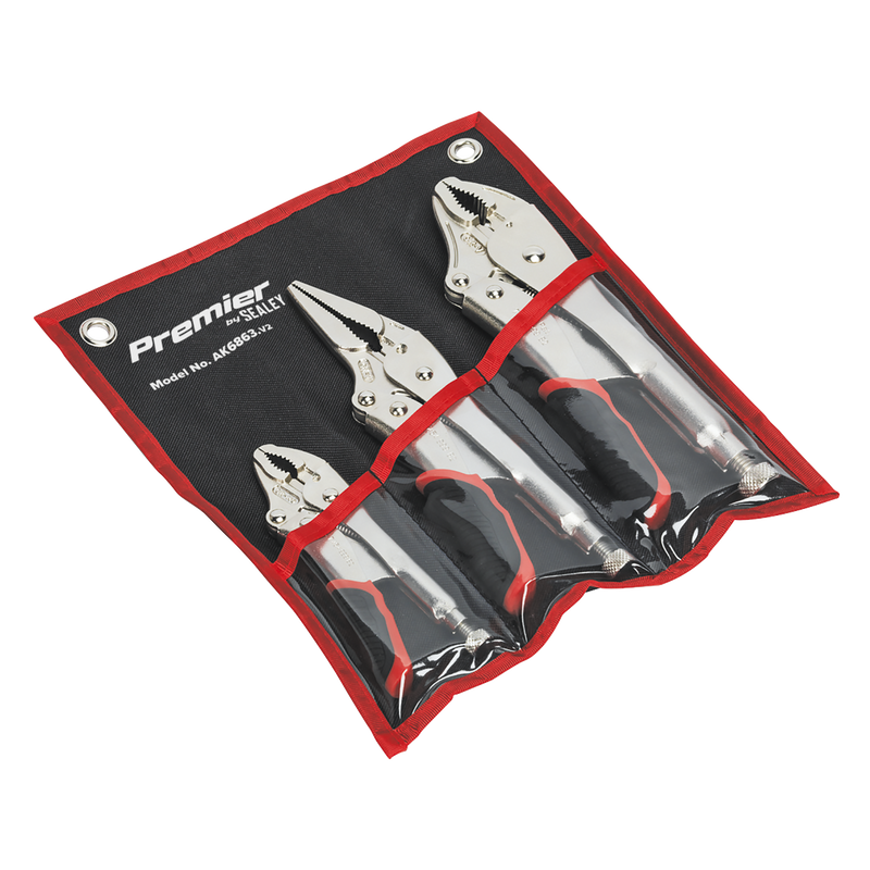 Sealey Premier Quick Release Locking Pliers Set 3pc - 30mm to 60mm Jaw Capacity