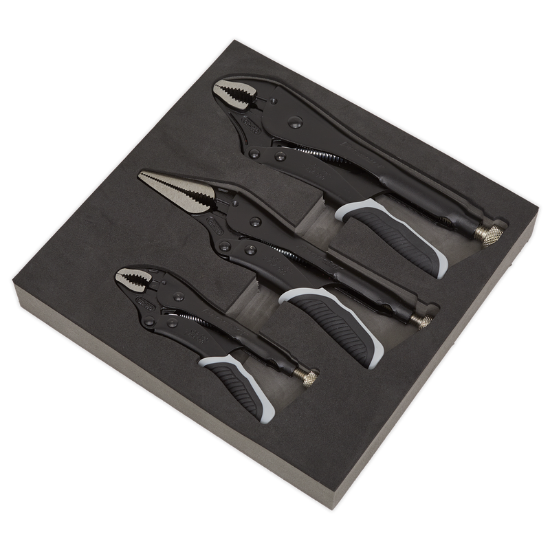 Sealey Premier Black Quick Release Locking Pliers Set 3 Piece