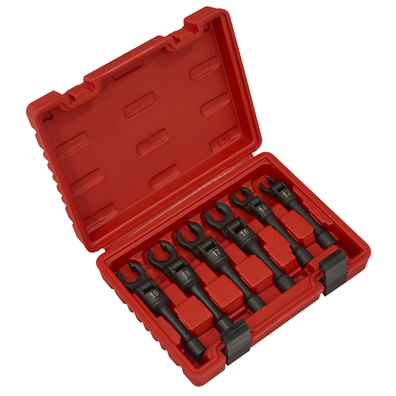 Sealey Flexi-Head Flare Nut Wrench Set 6 Piece 3/8" Drive
