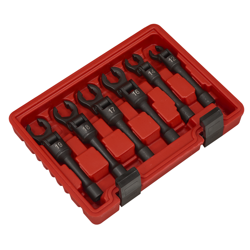 Sealey Flexi-Head Flare Nut Wrench Set 6 Piece 3/8" Drive