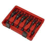 Sealey Flexi-Head Flare Nut Wrench Set 6 Piece 3/8" Drive