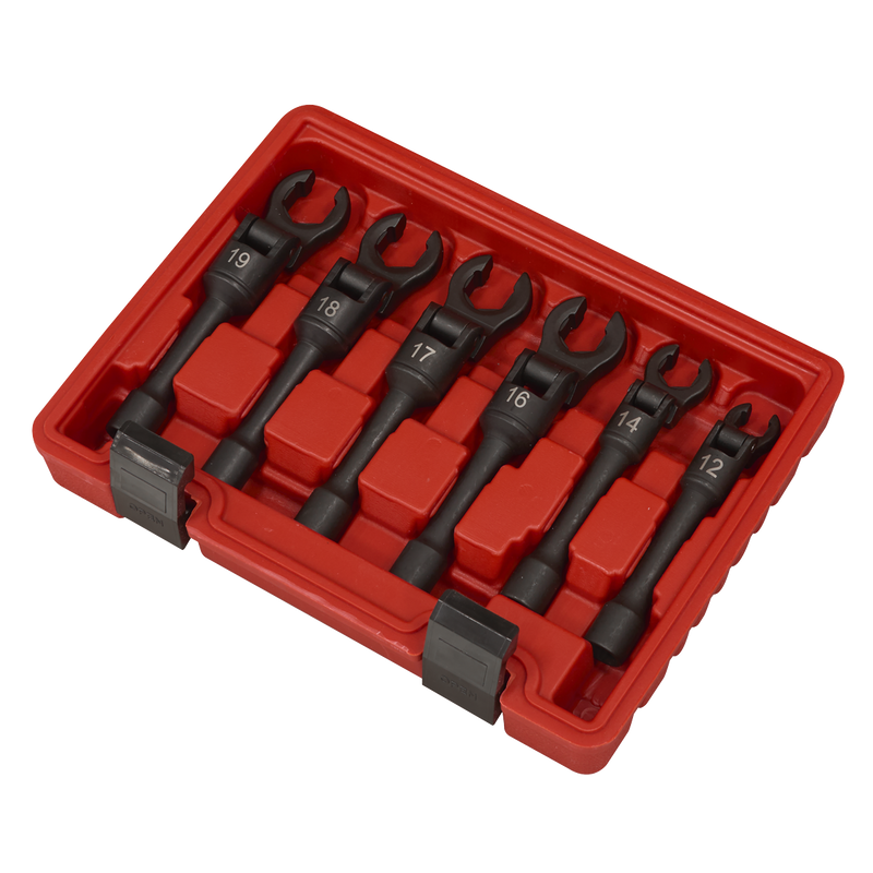 Sealey Flexi-Head Flare Nut Wrench Set 6 Piece 3/8" Drive