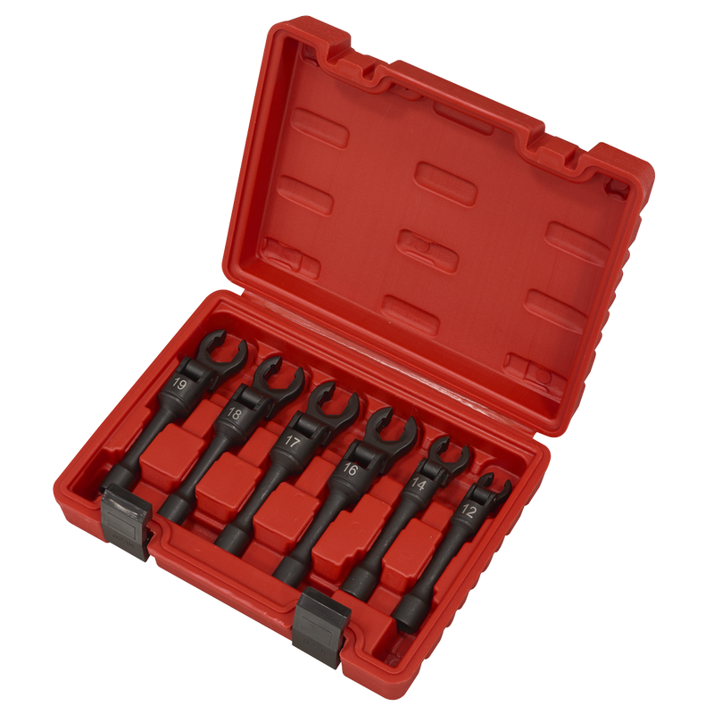 Sealey Flexi-Head Flare Nut Wrench Set 6 Piece 3/8" Drive
