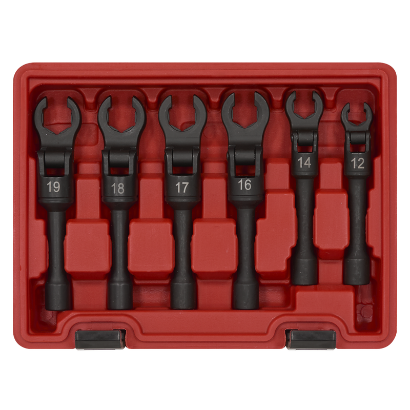Sealey Flexi-Head Flare Nut Wrench Set 6 Piece 3/8" Drive