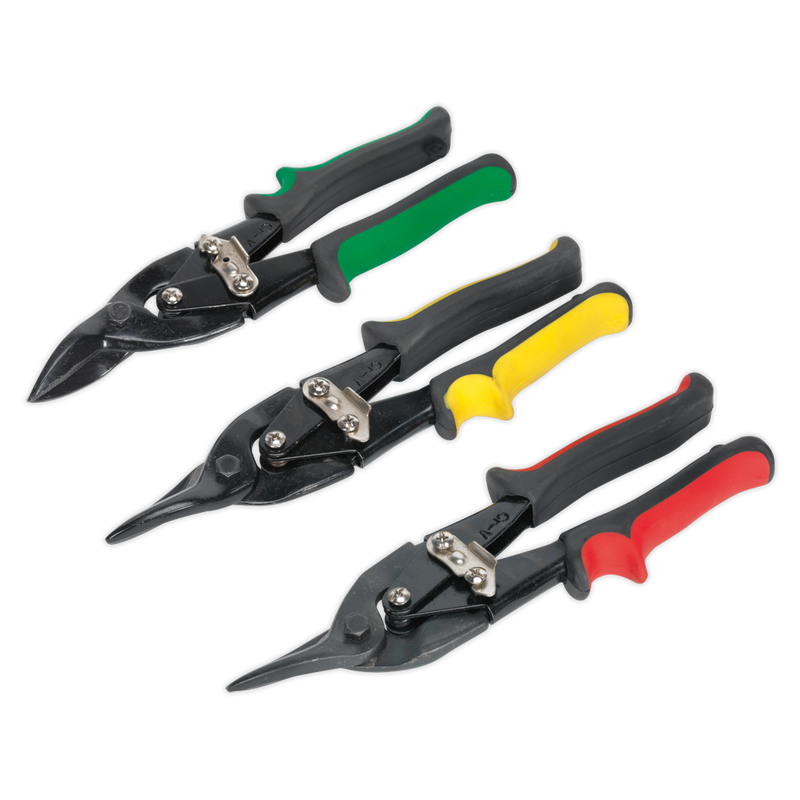 Sealey Aviation Tin Snips Set 3 Piece - 250mm Cutting Capacity