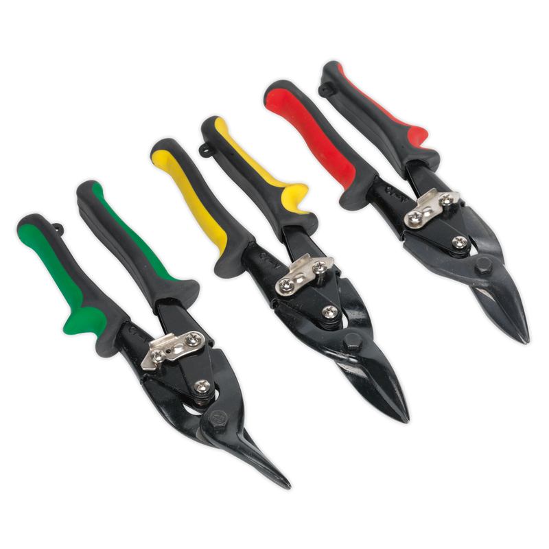 Sealey Aviation Tin Snips Set 3 Piece - 250mm Cutting Capacity