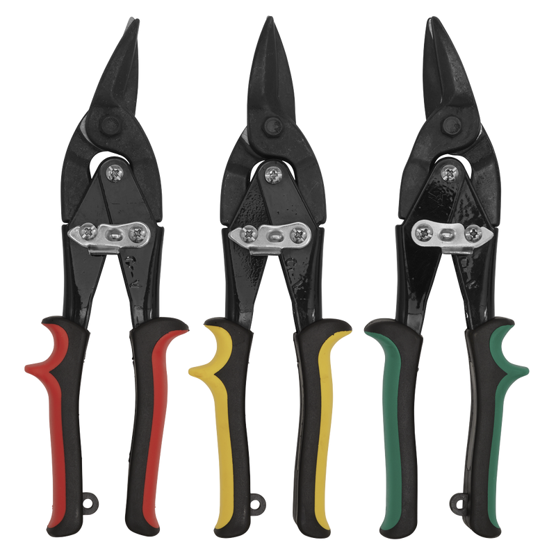 Sealey Aviation Tin Snips Set 3 Piece - 250mm Cutting Capacity