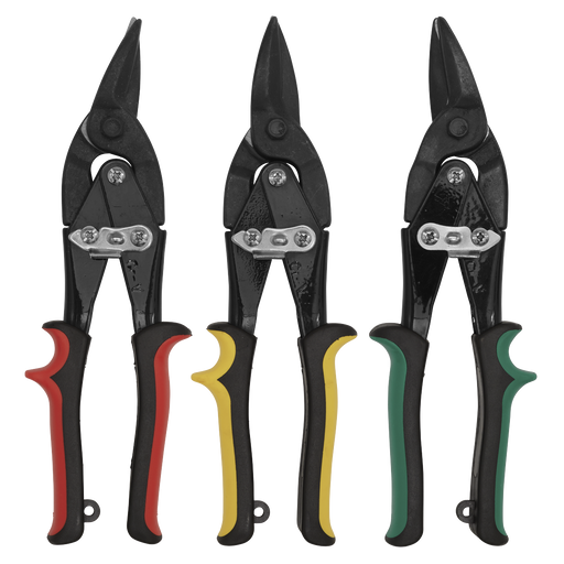 Sealey Aviation Tin Snips Set 3 Piece - 250mm Cutting Capacity