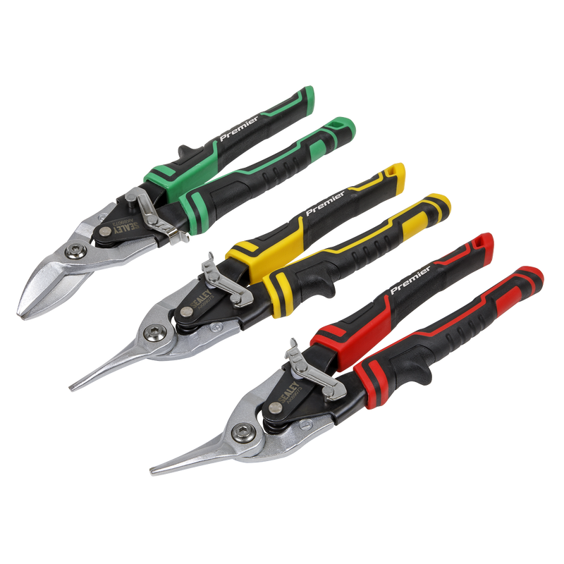 Sealey Premier Aviation Tin Snip Set 3 Piece - 275mm Cutting Capacity