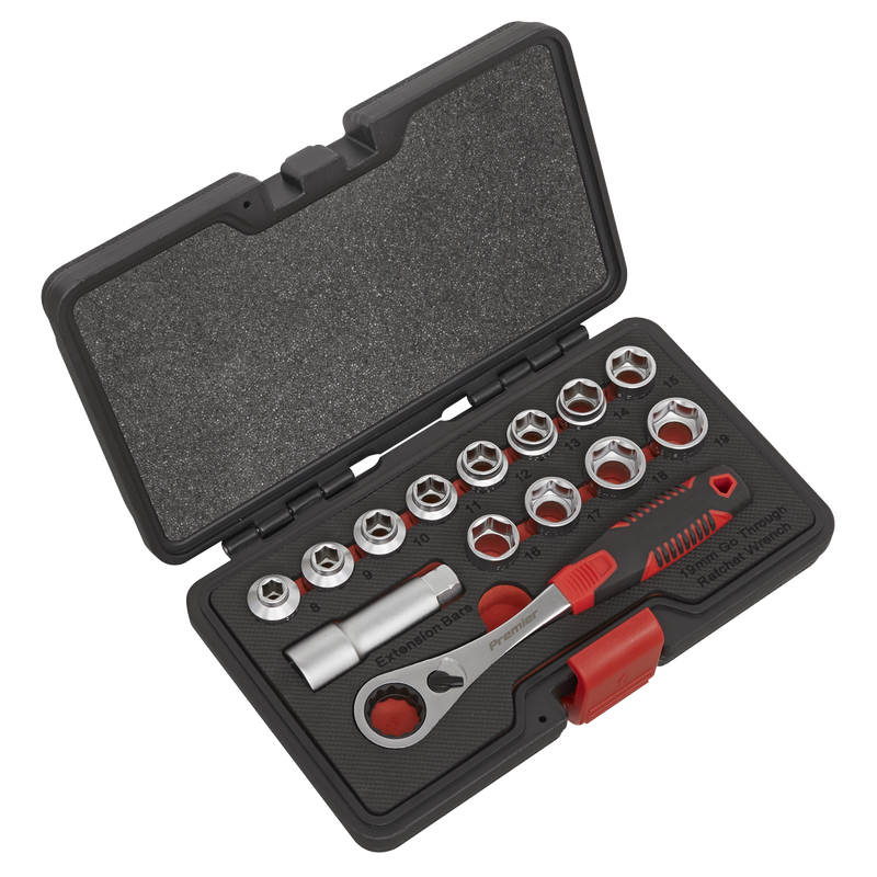 Sealey Premier Socket Set 14 Piece Low Profile Go-Through 1.08kg
