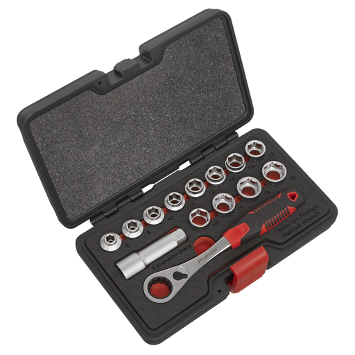 Sealey Premier Socket Set 14 Piece Low Profile Go-Through 1.08kg