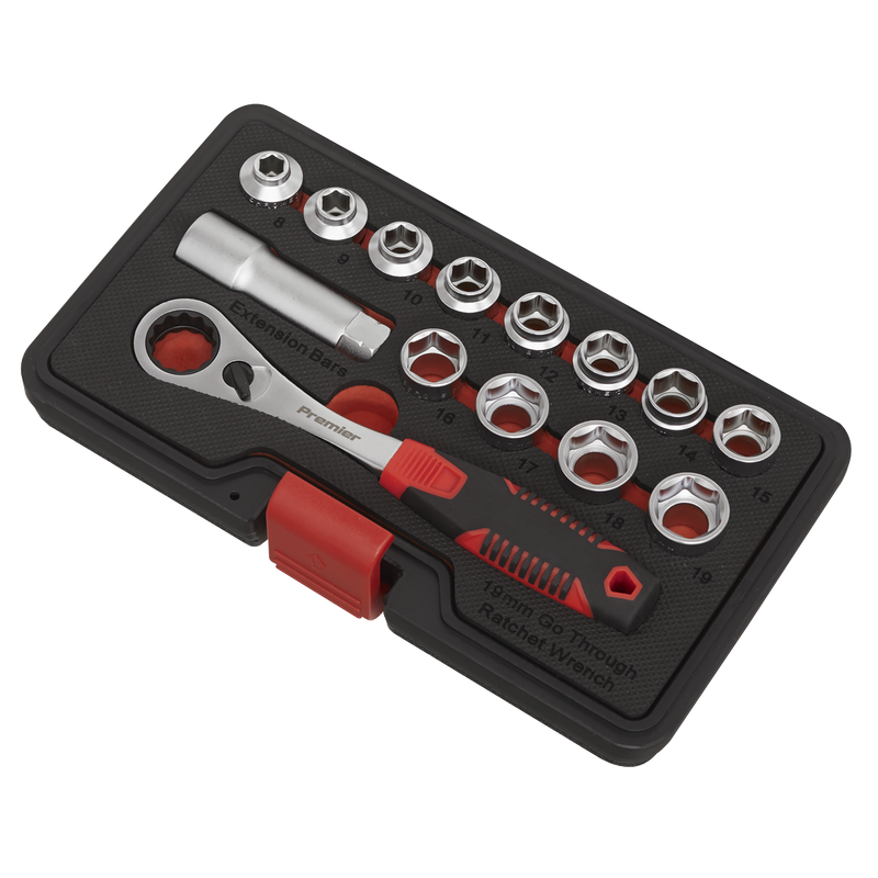 Sealey Premier Socket Set 14 Piece Low Profile Go-Through 1.08kg