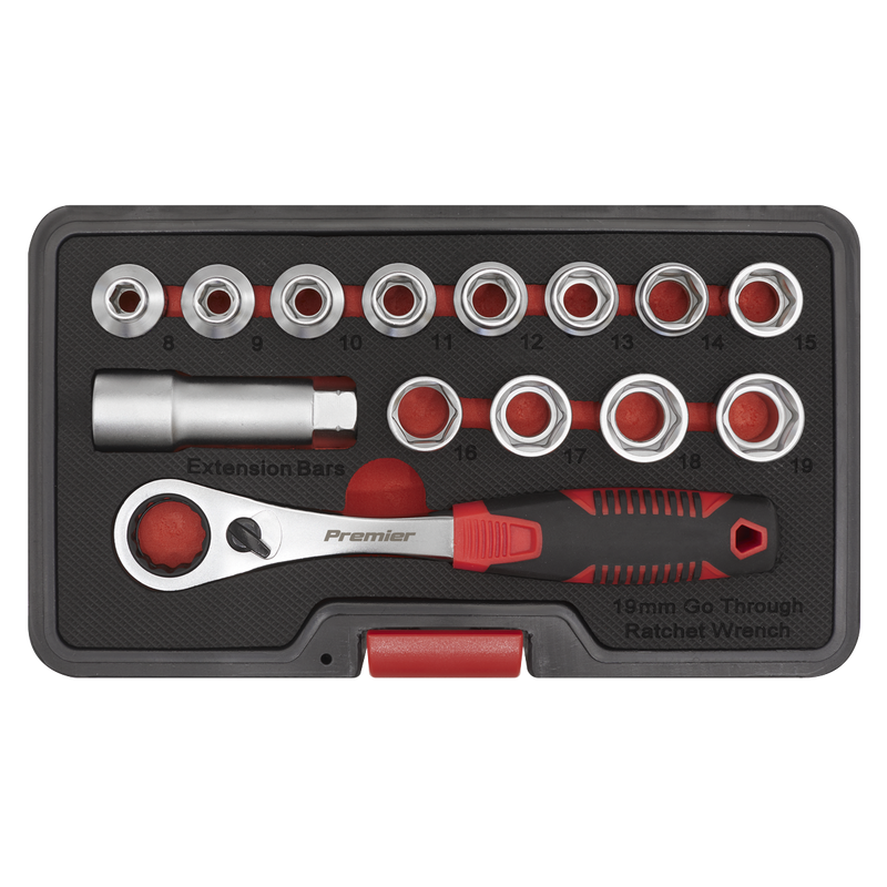Sealey Premier Socket Set 14 Piece Low Profile Go-Through 1.08kg