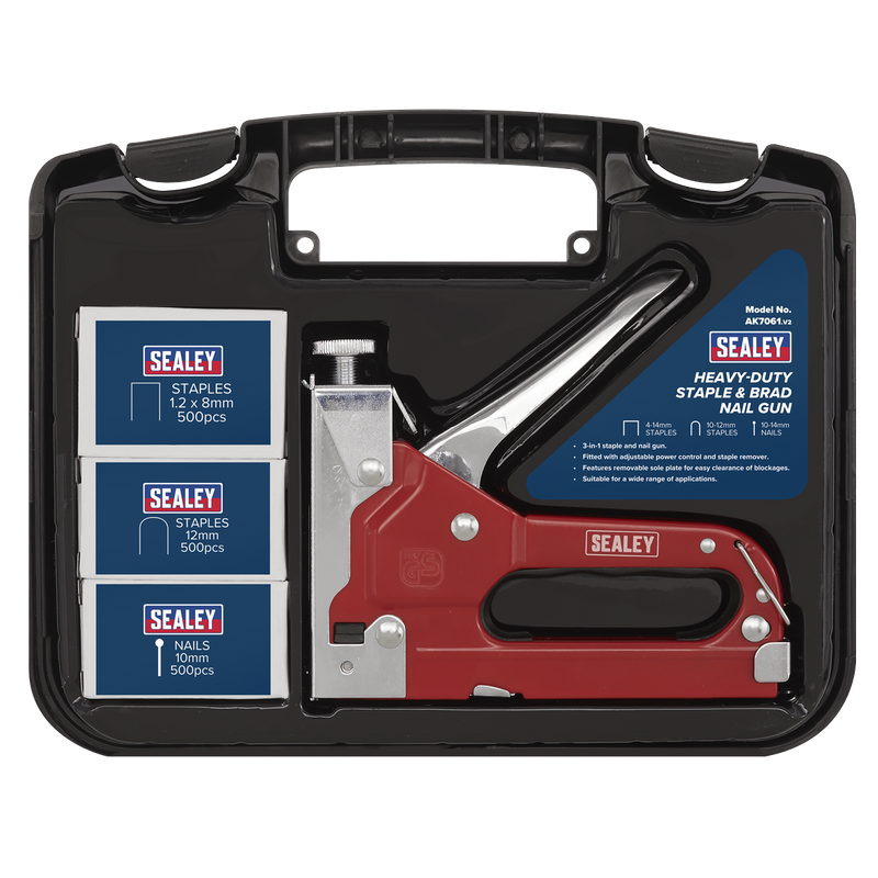 Sealey Staple & Brad Nail Gun AK7061 3-in-1 Heavy Duty