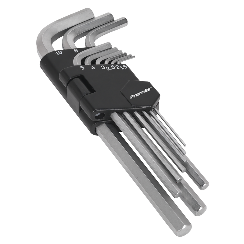 Sealey Premier Long Hex Key Set 9 Piece 1.5-10mm